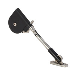 Flap Stay, short arm, steel, nickel plated / plastic, black