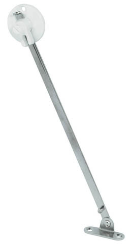 Flap Stay, steel, nickel plated, plastic, white, 275mm