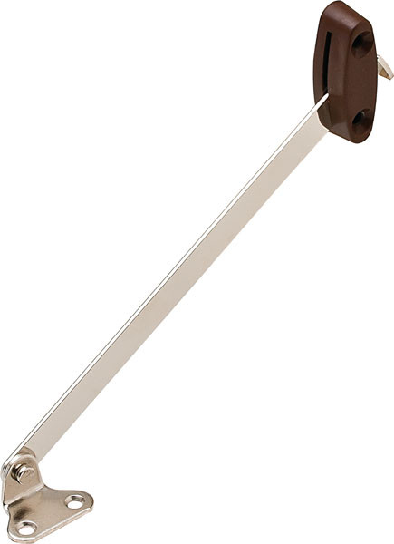 Flap Stay, steel, nickel plated, plastic, brown, 150mm