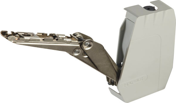 Lid Stay, free 1.7 model B, with soft close, steel, nickel plated, plastic, gray
