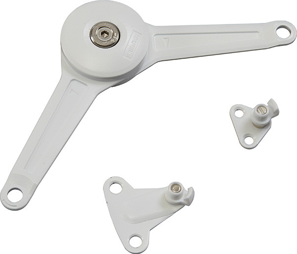 Duo standard lid or flap stay set, white, 37mm edge distance, woodscrews