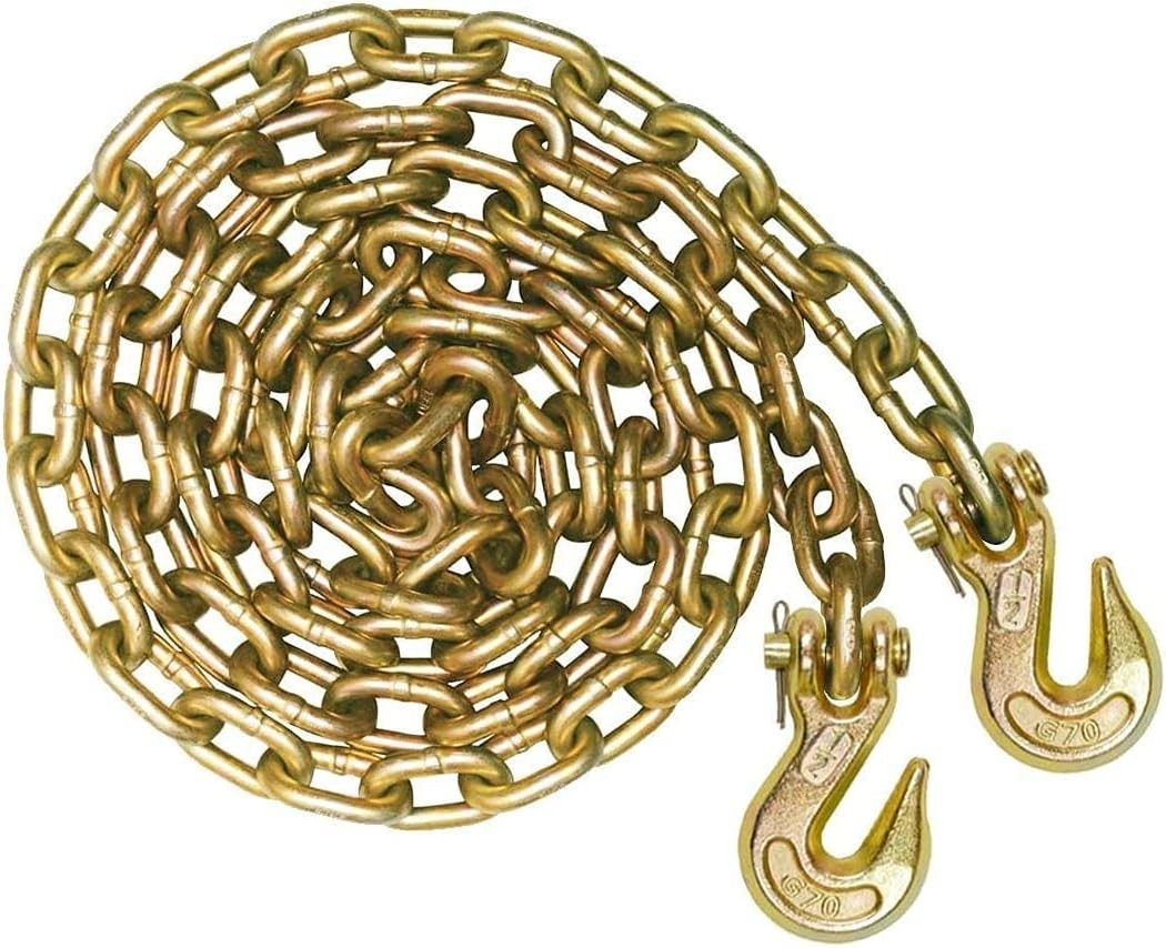 3/8" Classic Grade 70 Standard Duty Safety Chain with Clevis Grab Hooks Choose Length
