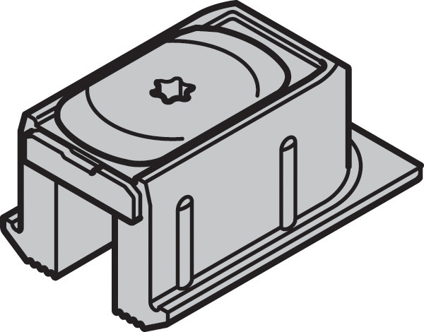 Track end piece with swivel lug, plastic, gray