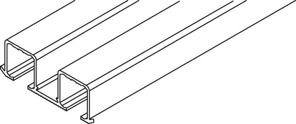 Clipo 16 Top Track for screw mount, double, pre-drilled, aluminum, 3.5 meters