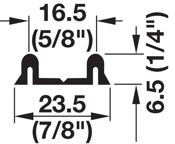 Double Bottom Running Track, for use with 237.56.971, aluminum, silver anodized, 3.5 meters