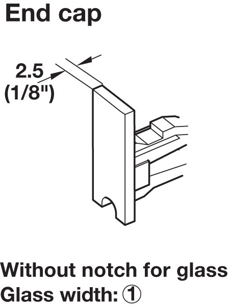 End Cap, without notch for glass, plastic, chrome plated, matt