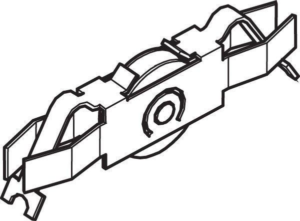 Running Gear, steel, white plastic coated, rollers, galvanized