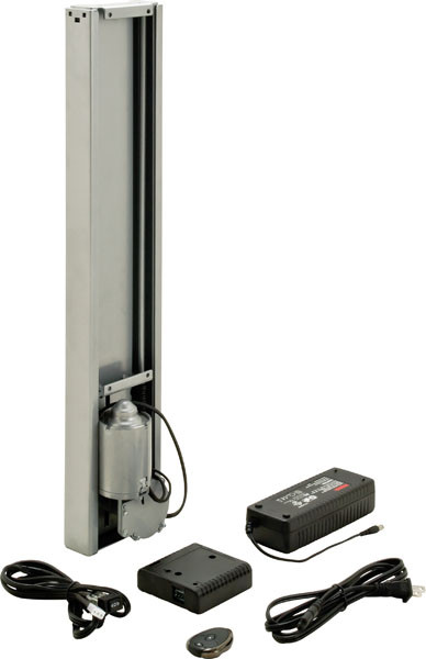 TV Lift, motorized, fits flat panel up to size 26", 110 pounds, steel, silver