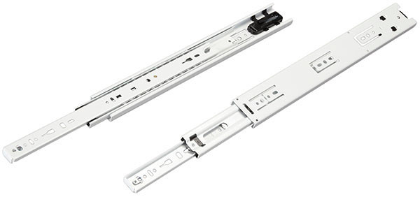 Ball Bearing Slide, Accuride EW3832SC, self-closing, full extension, steel, epoxy-coated white, 100 lbs, 14"