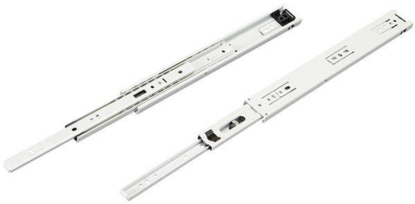 Ball Bearing Slide, Accuride EW3732, full extension, steel, epoxy-coated white, 100 lbs, 12"