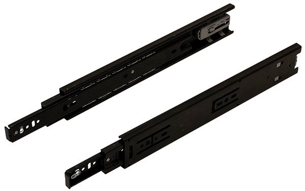 Ball Bearing Slide, Accuride CB3832HDSC, heavy duty self-closing, full extension, steel, zinc-plated black, 100 lbs, 12"