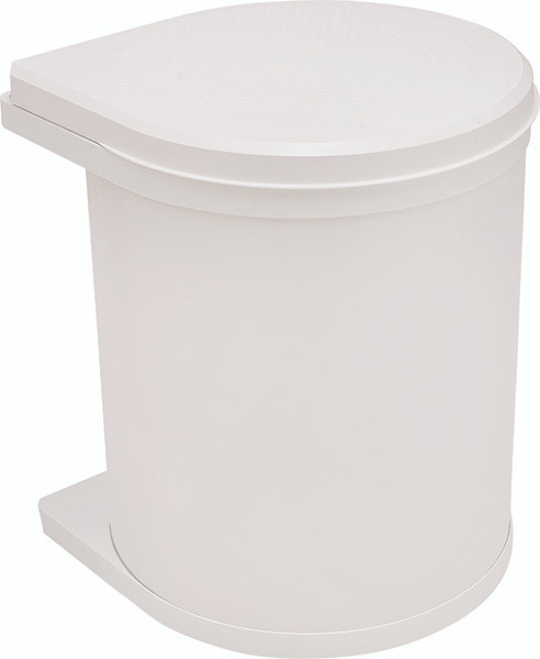 Trash Can, side mounted, steel, white, 15liters