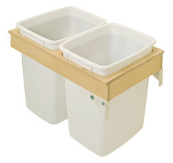 Trash Can, with soft close, side mount, double, maple, 14 7/8" x 22.5" x 3 1/2"
