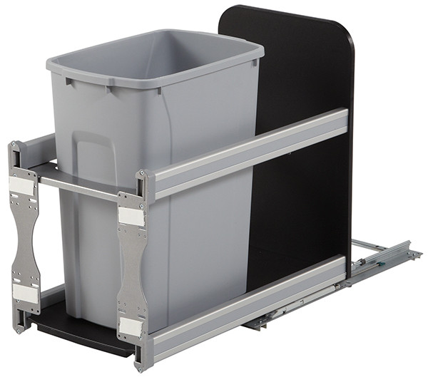 KV USC12-1-35PT Trash Can, single, bottom mounted, 35 quart, soft close, steel, frosted nickel
