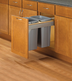 KV TSC18-2-35PT Trash Can, double, side mounted, 35 quart, soft close, steel, frosted nickel