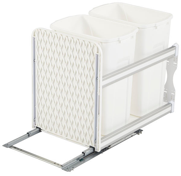 KV USC15-2-35WH Trash Can, double, bottom mounted, 35 quart, soft close, steel, white 503.11.727