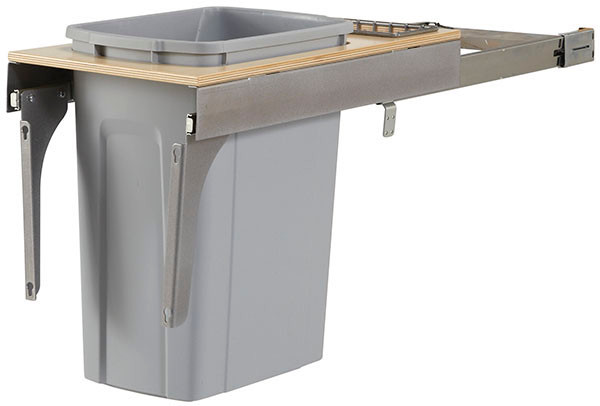 KV TSC15-1-35WH Trash Can, single, side mounted, 35 quart, soft close, steel, white