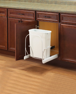 KV BSC9-1-20WH Trash Can, single, bottom mounted, 20 quart, soft close, steel, white