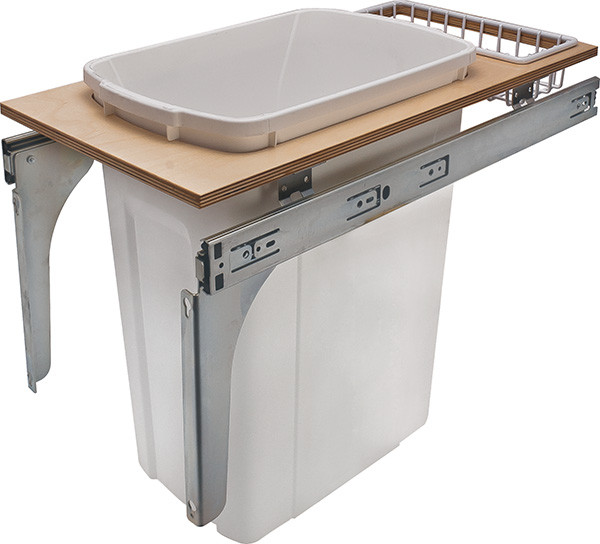 KV PDMTM145-1-50WH Trash Can, single, side mounted, 50 quart, steel, white