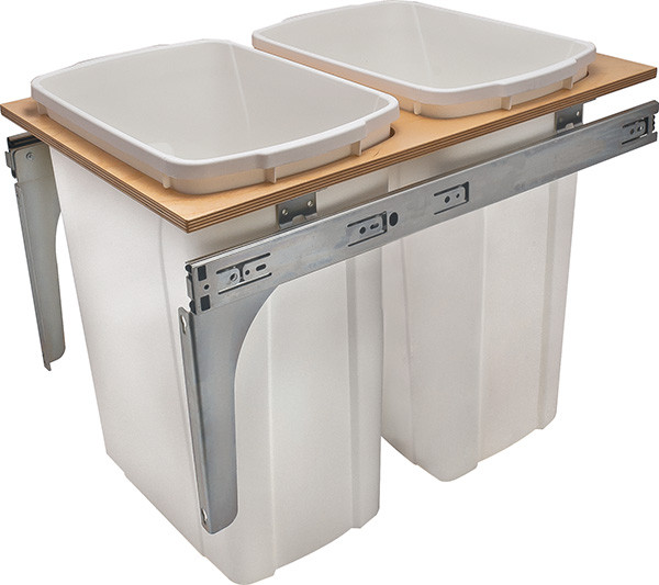 KV PDMTM175-2-35WH Trash Can, double, side mounted, 35 quart, steel, white
