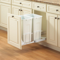 KV PRC12-2-27W Trash Can, double, bottom mounted, 27 quart, steel, white