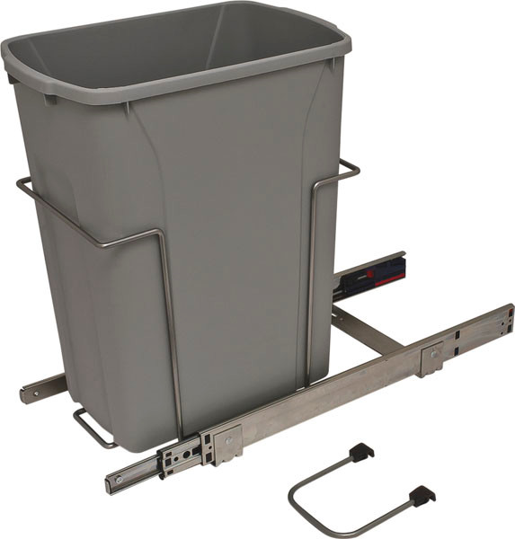 KV SCB10-1-35PT Trash Can, single, bottom mounted, 35 quart, soft close, steel, frosted nickel