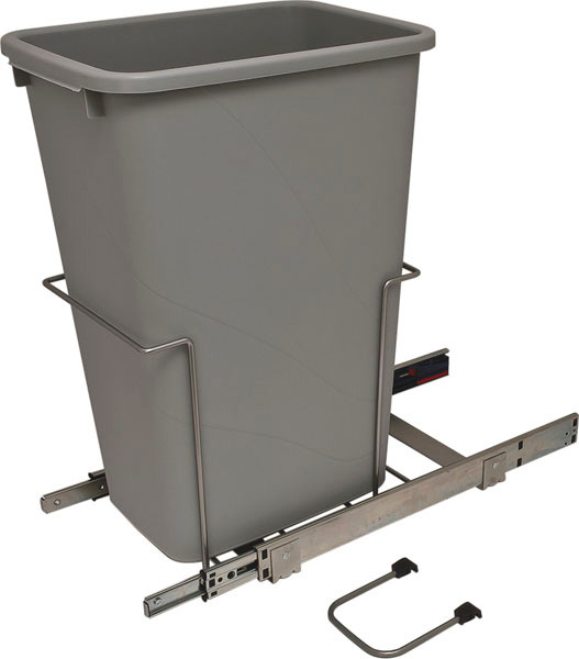 KV SCB12-1-50PT Trash Can, single, bottom mounted, 50 quart, soft close, steel, frosted nickel