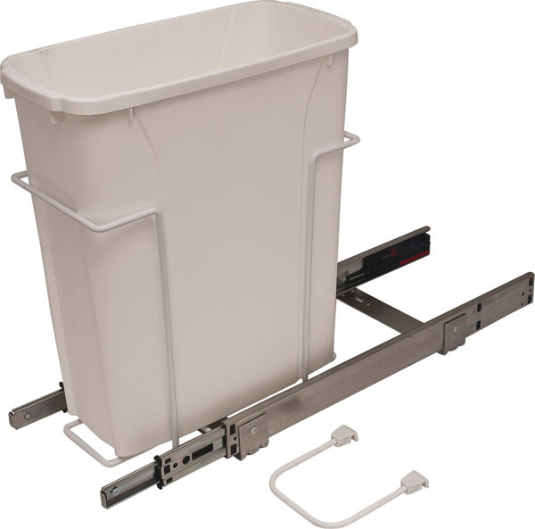 KV SCB9-1-20WH Trash Can, single, bottom mounted, 20 quart, soft close, steel, white