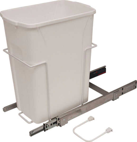 KV SCB10-1-35WH Trash Can, single, bottom mounted, 35 quart, soft close, steel, white