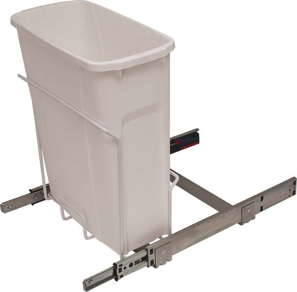 KV SCB15-1-20WH Trash Can, single, bottom mounted, 20 quart, soft close, steel, white