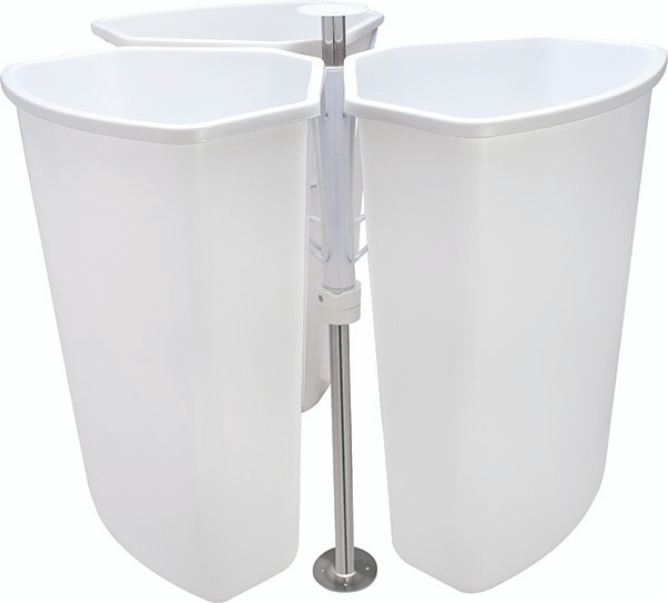 KV RRC28K-W Corner Recycling Center, 3 bins, 32 quart, chrome/white