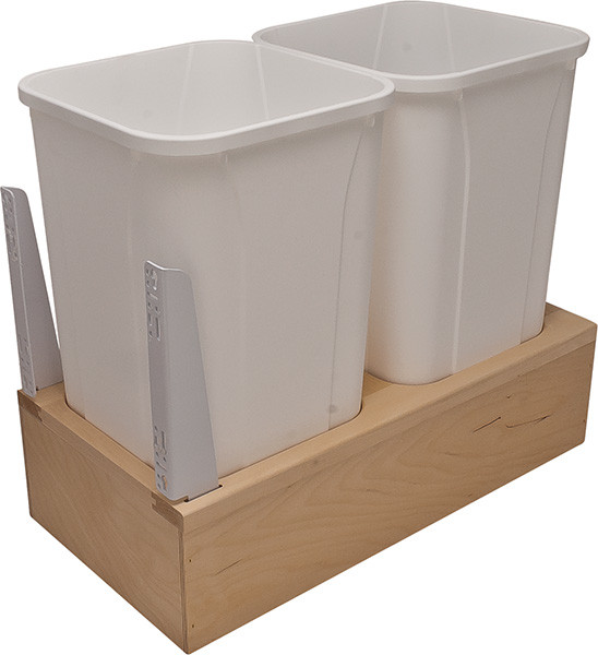KV WUSC15-2-35WH Trash Can, double, bottom mount, soft close, birch, White 14-5/8"W 22-3/8"D 19-5/8"H