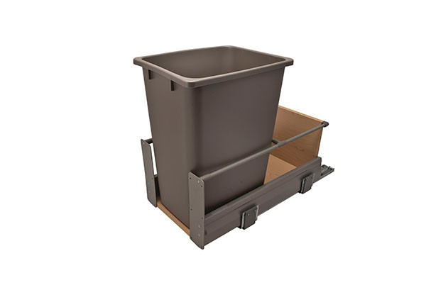 Moovit Trash Can, single, bottom mount, steel, champagne, 36 quart