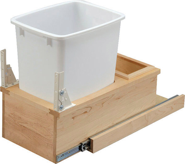Trash Can, with soft close, bottom mount, single, birch, 11.25" wide, includes 36 quart can