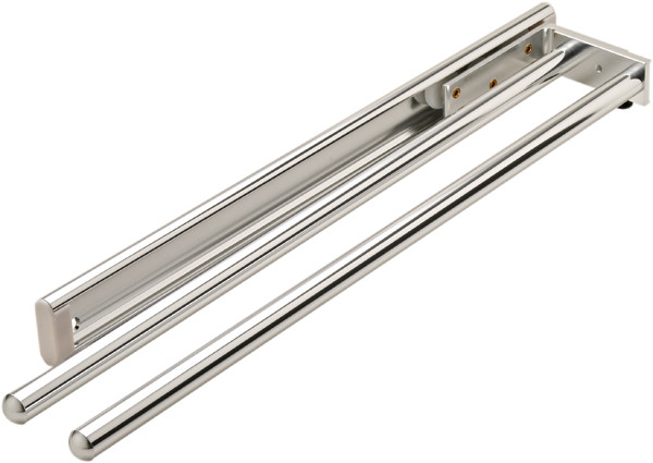 Towel Holder 2-rail, aluminum, polished chrome, for kitchen base cabinet s