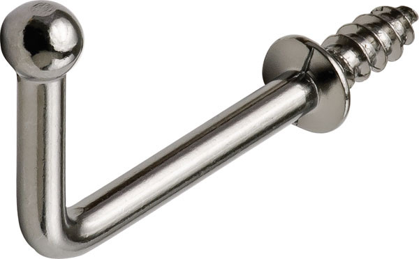 Hook, steel, matt nickel, 45mm x 30mm x 4.5mm
