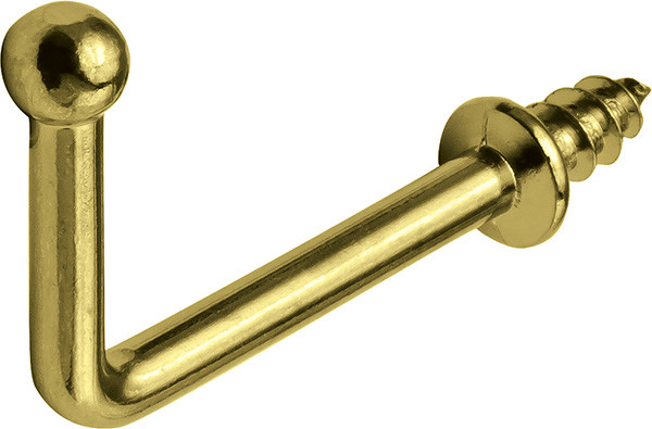 Hook, steel, brass-plated, 45mm x 30mm x 4.5mm