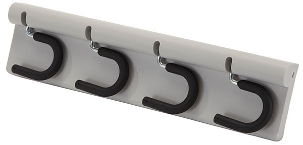 Broom Holder, plastic, gray / steel, nickel-plated