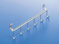 Rail with 6 Hooks, steel, matt nickel, 380mm