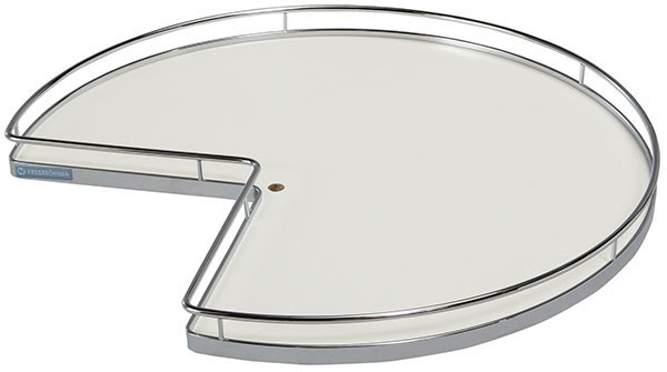 3/4 Round Shelf Set, with pre-mounted bearing, Arena, steel, chrome / white, 28" (1 set = 2 trays)