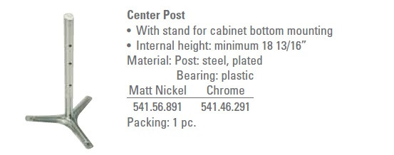 Post, steel, matt nickel, 18 13/16"