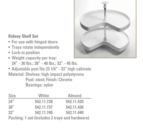 Kidney Shelf Set, plastic, white, 32"