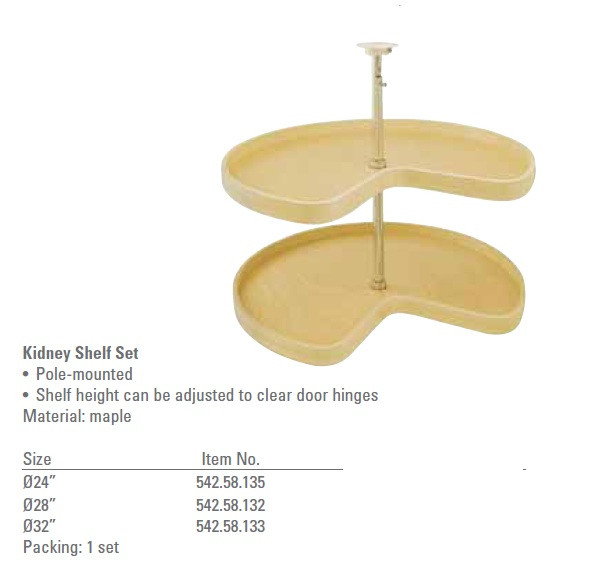 Revolving Kidney Tray, maple, 28" diameter x 2", with pole kit