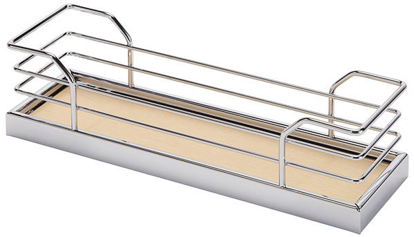Tray Set, Arena, steel, chrome / maple, 5" x 9 7/8" x 2 3/4" (1 set = 2 trays)