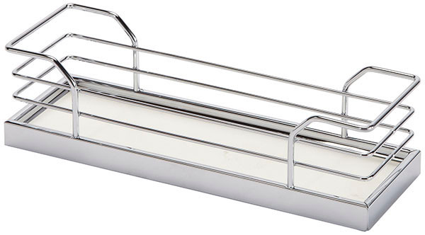 Tray Set, Arena, steel, chrome / white, 5" x 9 7/8" x 2 3/4" (1 set = 2 trays)