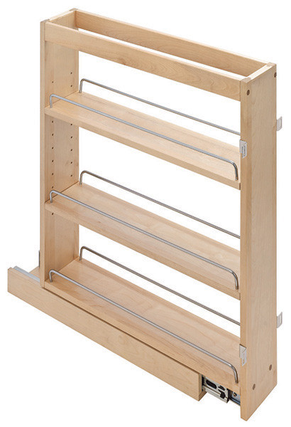 Base Pull-out, with adjustable shelves, maple, soft close, 27.375" x 7.875" X 22.25"
