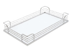 Tray Set, Arena, steel, champagne / maple, 18 1/2" x 15 3/8" x 3 1/2" (1 set= 2 trays)
