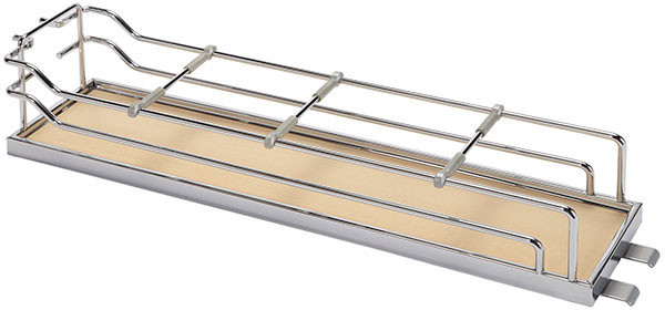 Tray Set, Arena, steel, chrome / maple, center mount, 4" x 19 3/4" x 4 1/8" (1 set = 2 trays)