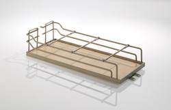 Tray Set, Arena, steel, champagne / maple, center mount, 7" x 19 3/4" x 4 1/8" (1 set = 2 trays)