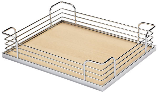 Tray Set, Arena, steel, chrome / maple, 17 7/8" x 12" x 3 1/2" (1 set = 4 trays)